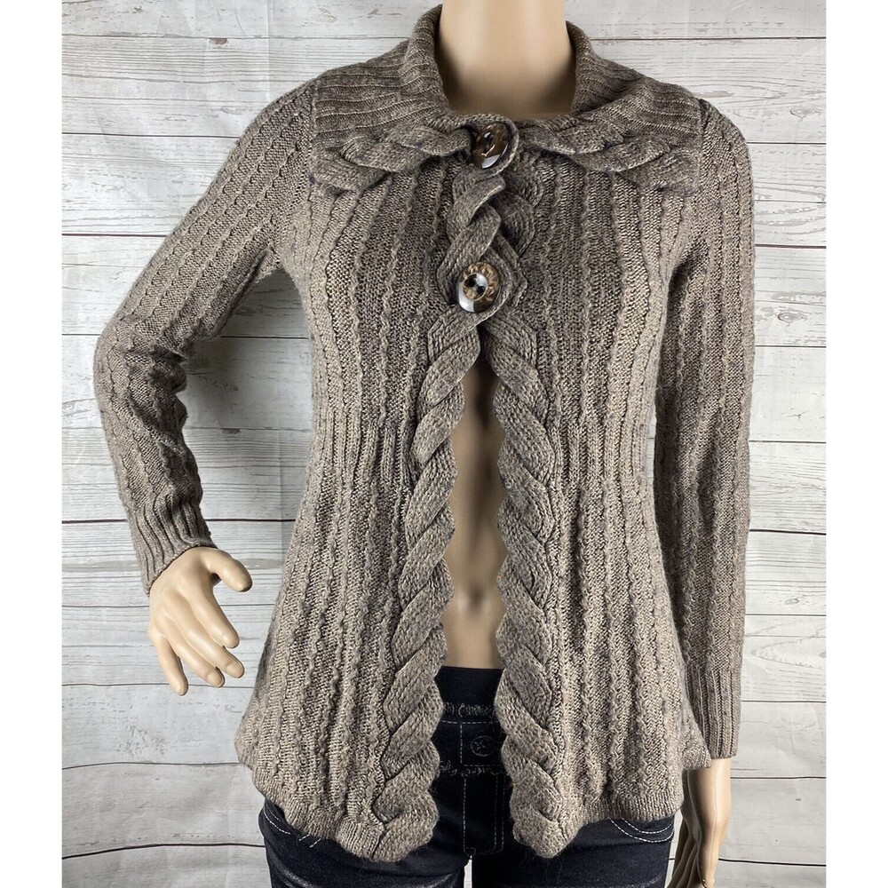Monterey Bay Clothing Company Cardigan Sweater Brown Alpaca Blend